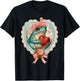 Vintage Valentine Frog with Heart Romantic Animal Coquette T-Shirt - T-Shirt | Black