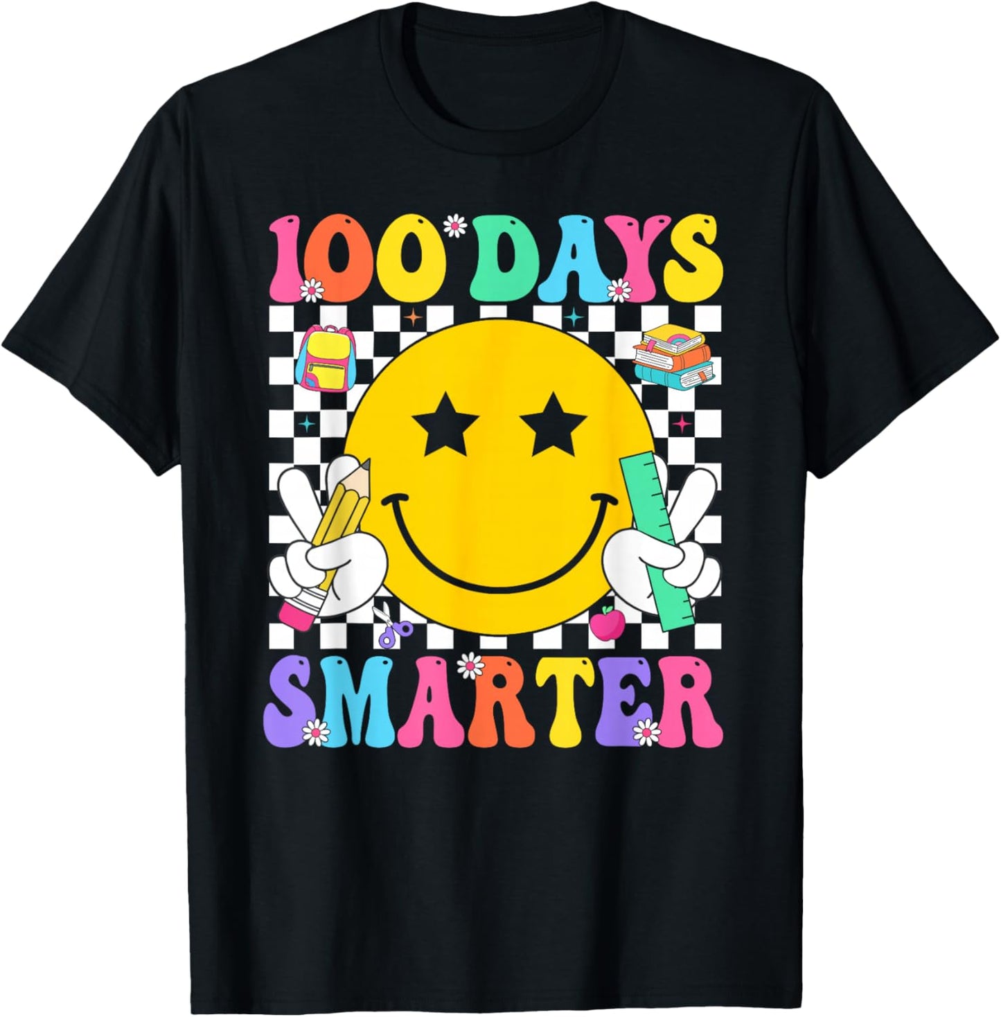 100 Days Smarter Teacher Boys Girls Kids 100th Day of School T-Shirt - T-Shirt | Black