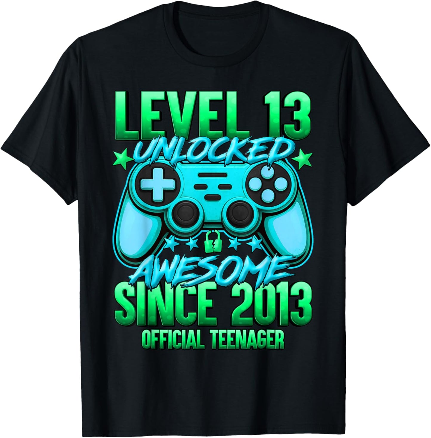 Official Teenager Level 13 Unlocked Boys 13th Birthday Boy T-Shirt - T-Shirt | Black