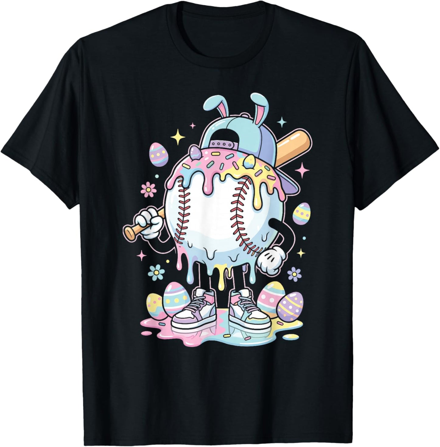 Baseball Drip Icecream Apparel Youth Boy Easter T-Shirt - T-Shirt | Black