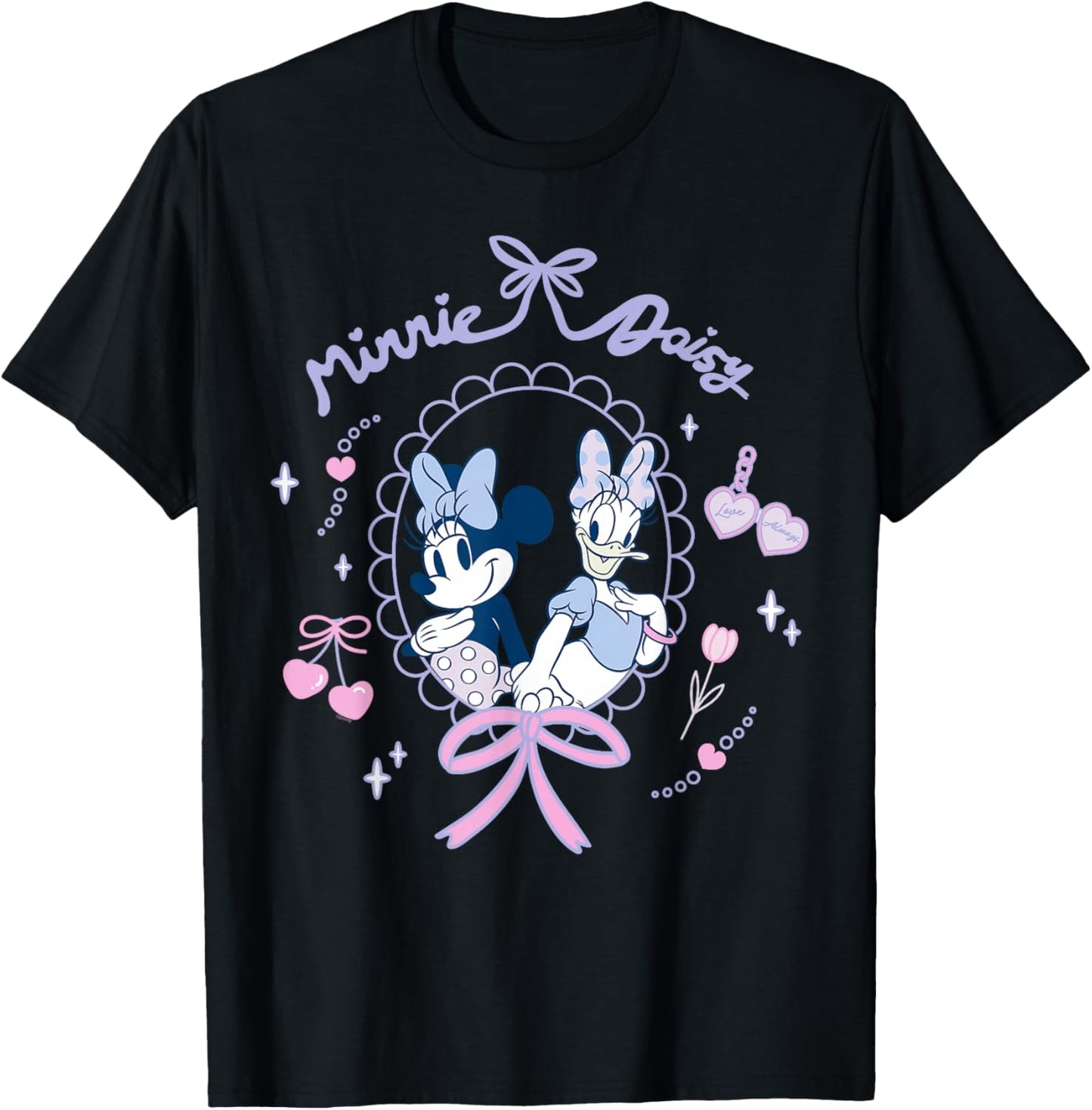 Disney Minnie Mouse & Daisy Duck Friend Heart Coquette Style T-Shirt - T-Shirt | Black