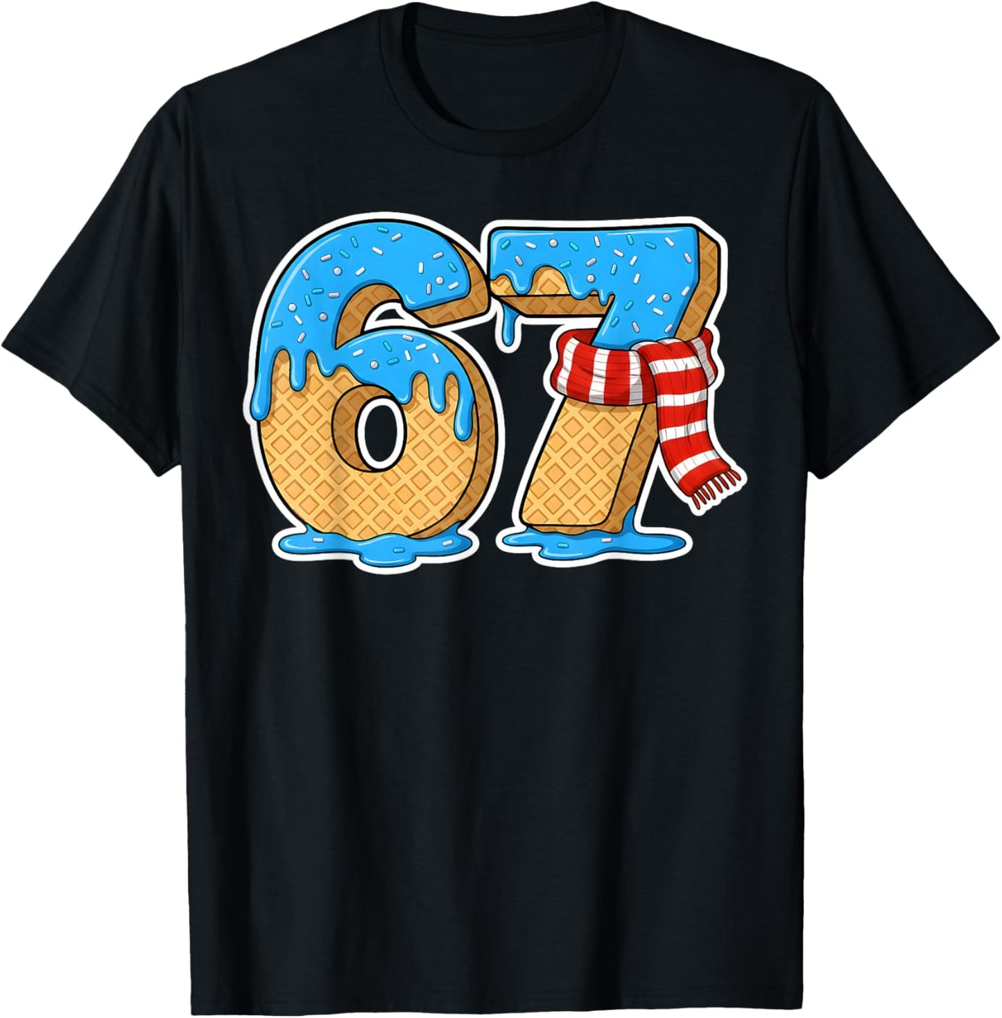 67 Ice Cream Drip Six Seven Baseball Drip 67 Funny Boys Meme T-Shirt - T-Shirt | Black