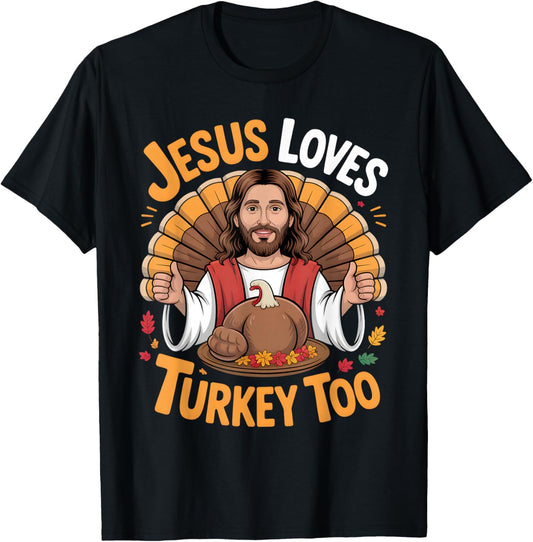 Cute Jesus Thanksgiving Turkey for Christian Kids Men Women T-Shirt - T-Shirt | Black