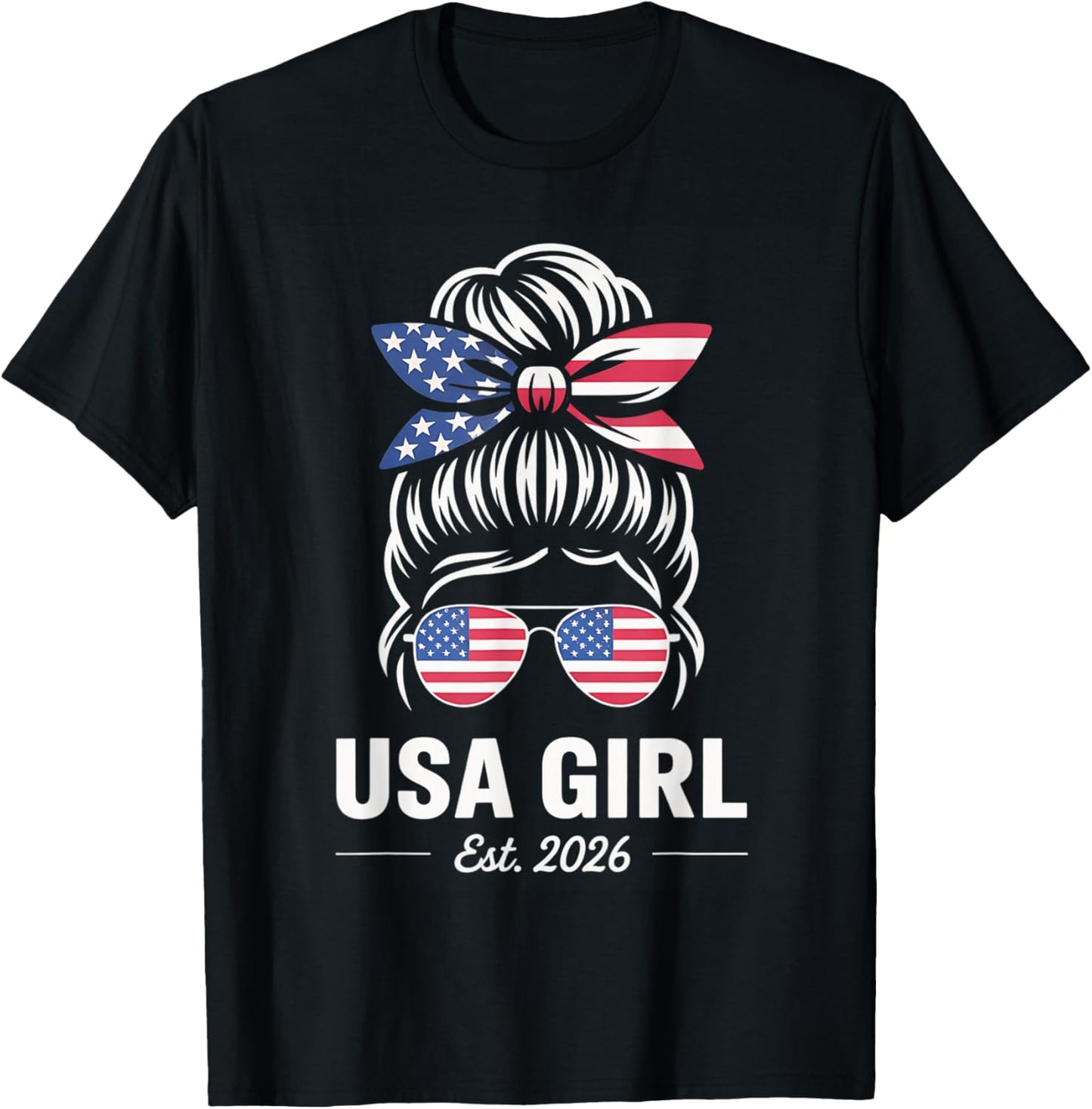 Us Citizen Est 2026 New Citizenship American USA Girl 2026 T-Shirt - T-Shirt | Black