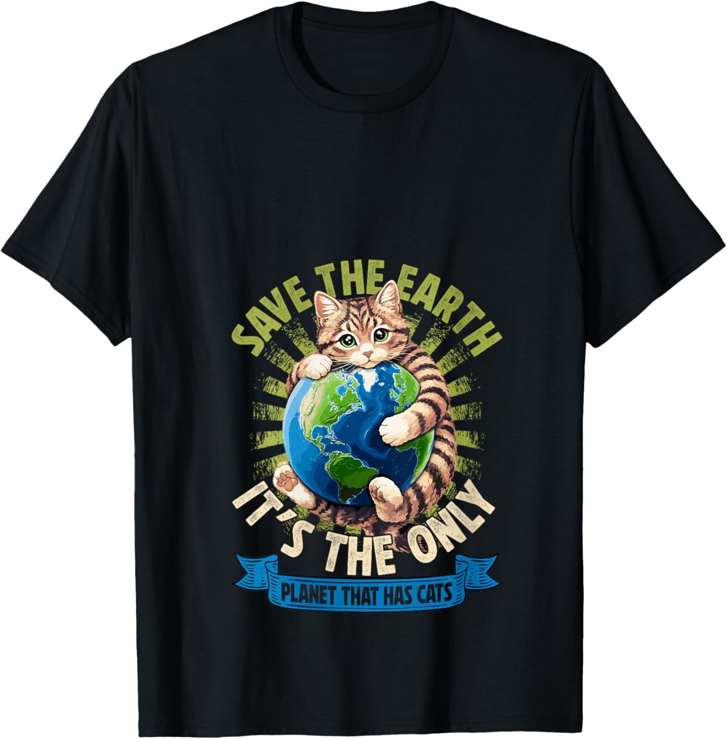 Women's Save The Earth Has Cats Earth Day Cat Lovers Kid Boy Girl V-Neck T-Shirt - T-Shirt | Black