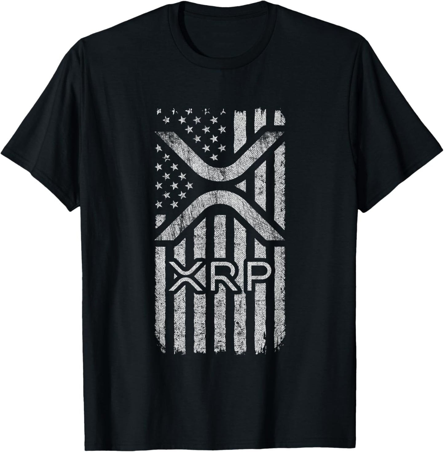 XRP - American Flag XRP Logo Graphic - XRP Crypto T-Shirt - T-Shirt | Black
