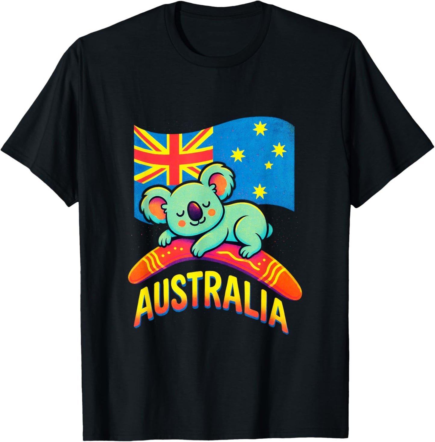 Australia - Koala, Flag, Art T-Shirt - T-Shirt | Black