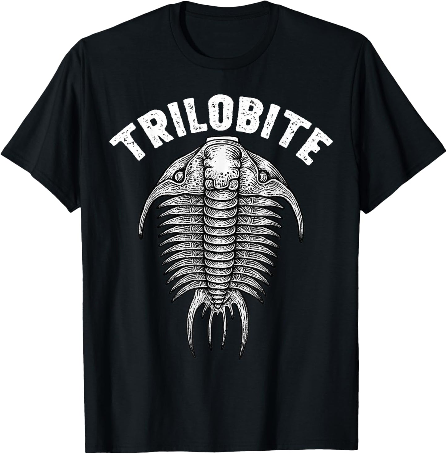 Trilobite Fossil Ancient Arthropod Dorsal View Paleontology T-Shirt - T-Shirt | Black