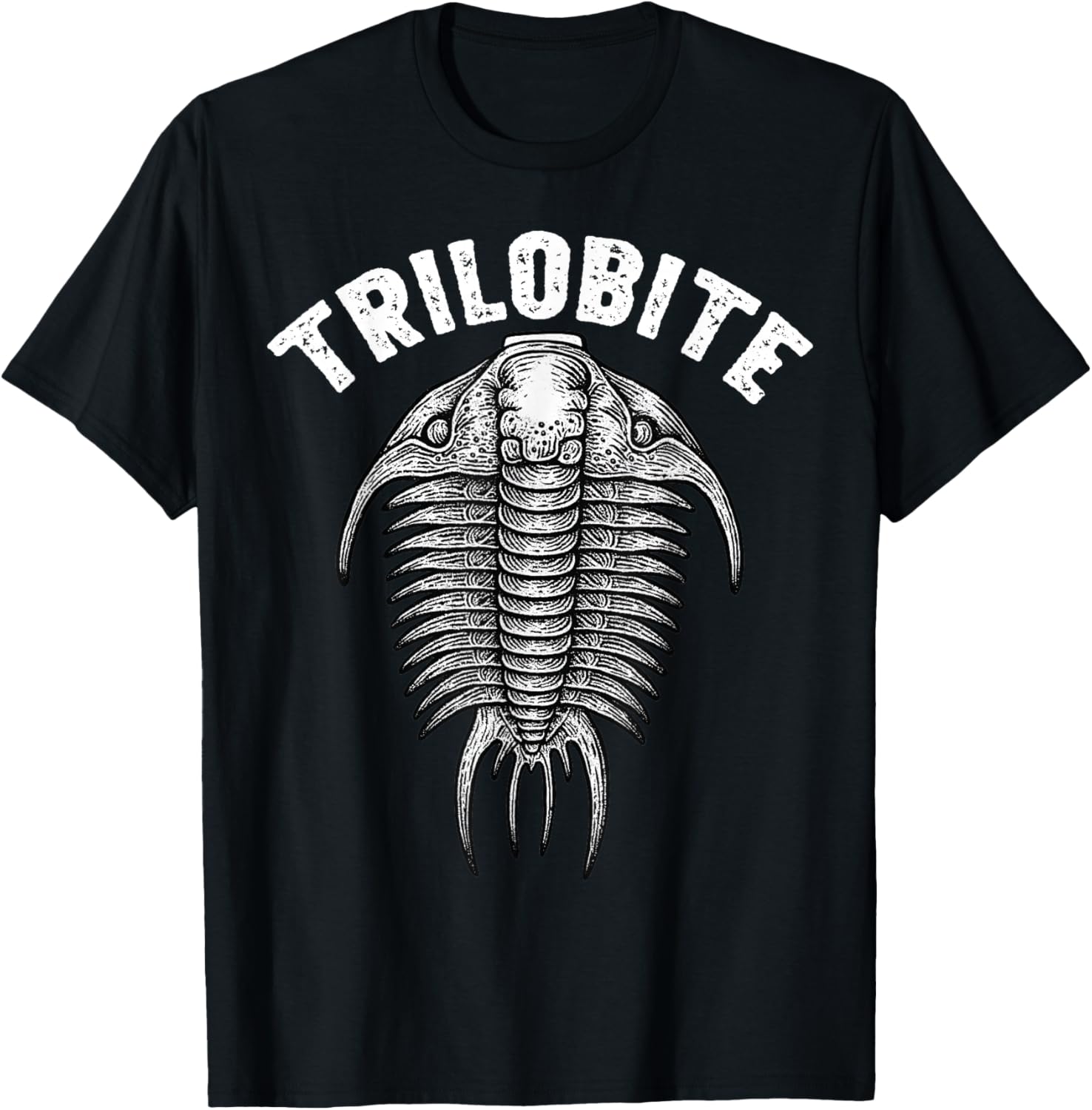 Trilobite Fossil Ancient Arthropod Dorsal View Paleontology T-Shirt - T-Shirt | Black
