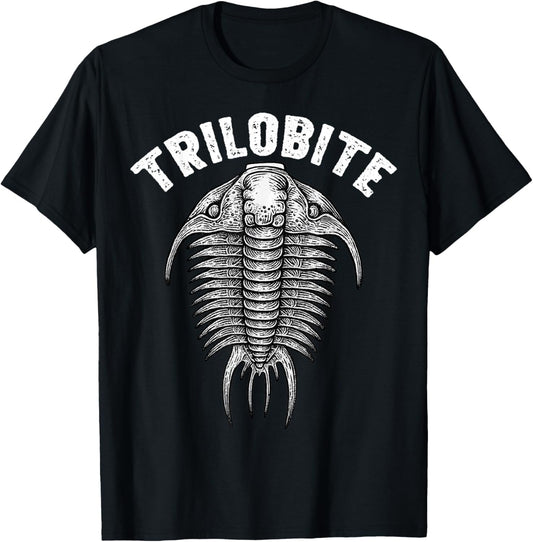 Trilobite Fossil Ancient Arthropod Dorsal View Paleontology T-Shirt - T-Shirt | Black