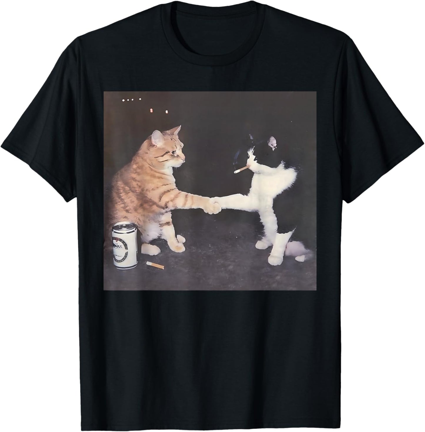 Funny Cigarette Smoking Cat Vintage Cat Meme T-Shirt - T-Shirt | Black