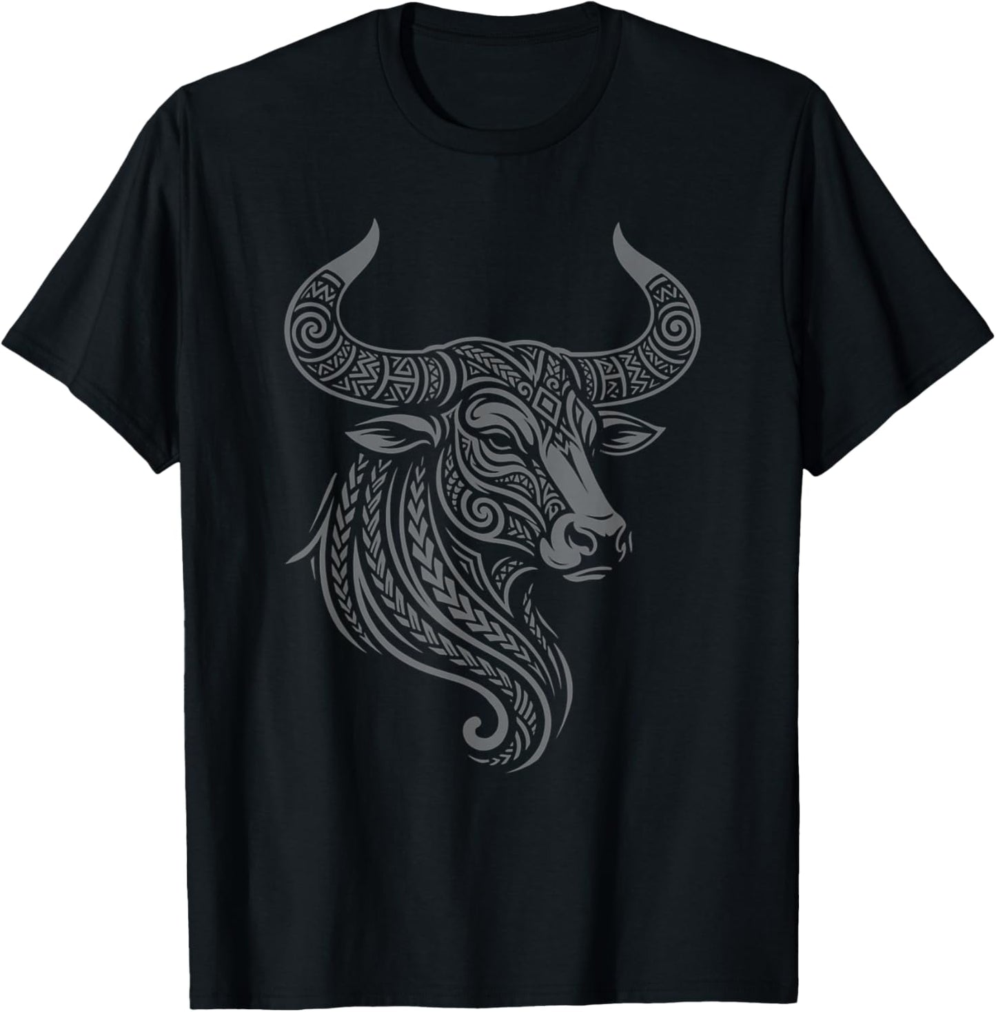Taurus Zodiac Sign Tribal Tattoo Art Bull Horoscope T-Shirt - T-Shirt | Black