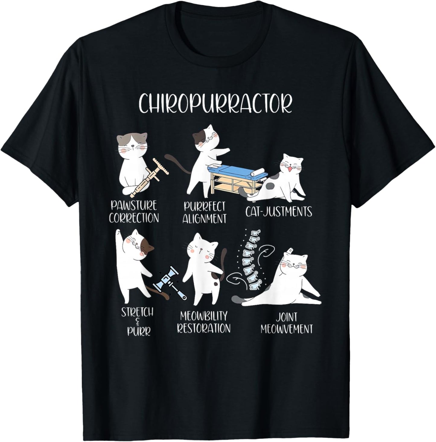 Chiropurractor Chiropractor Cat Spine Orthopedics Vet Tech T-Shirt - T-Shirt | Black