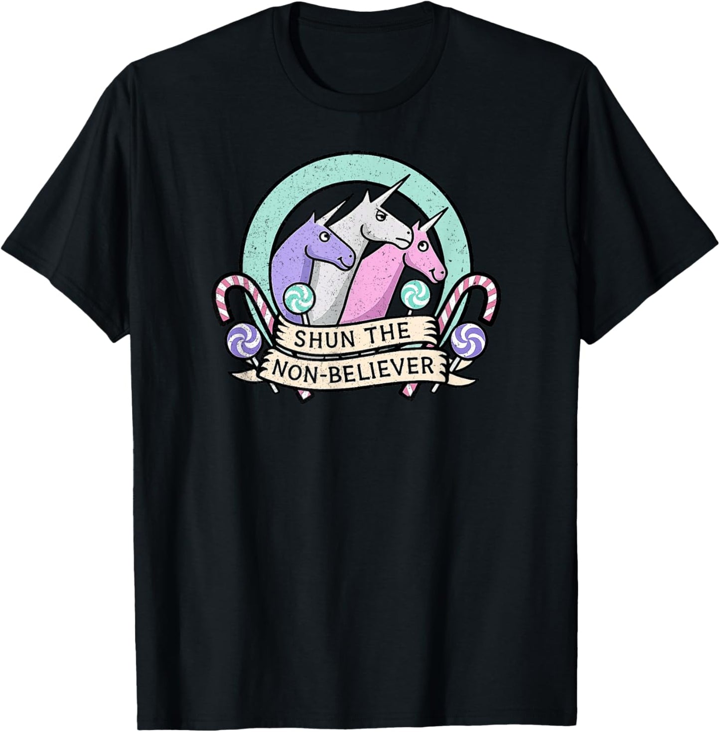 Shun The Non-Believer Funny Charlie Unicorn Sarcasm Meme T-Shirt - T-Shirt | Black