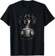 Funny Dachshund Coffee Lover Smart Wiener Dog with Glasses T-Shirt - T-Shirt | Black