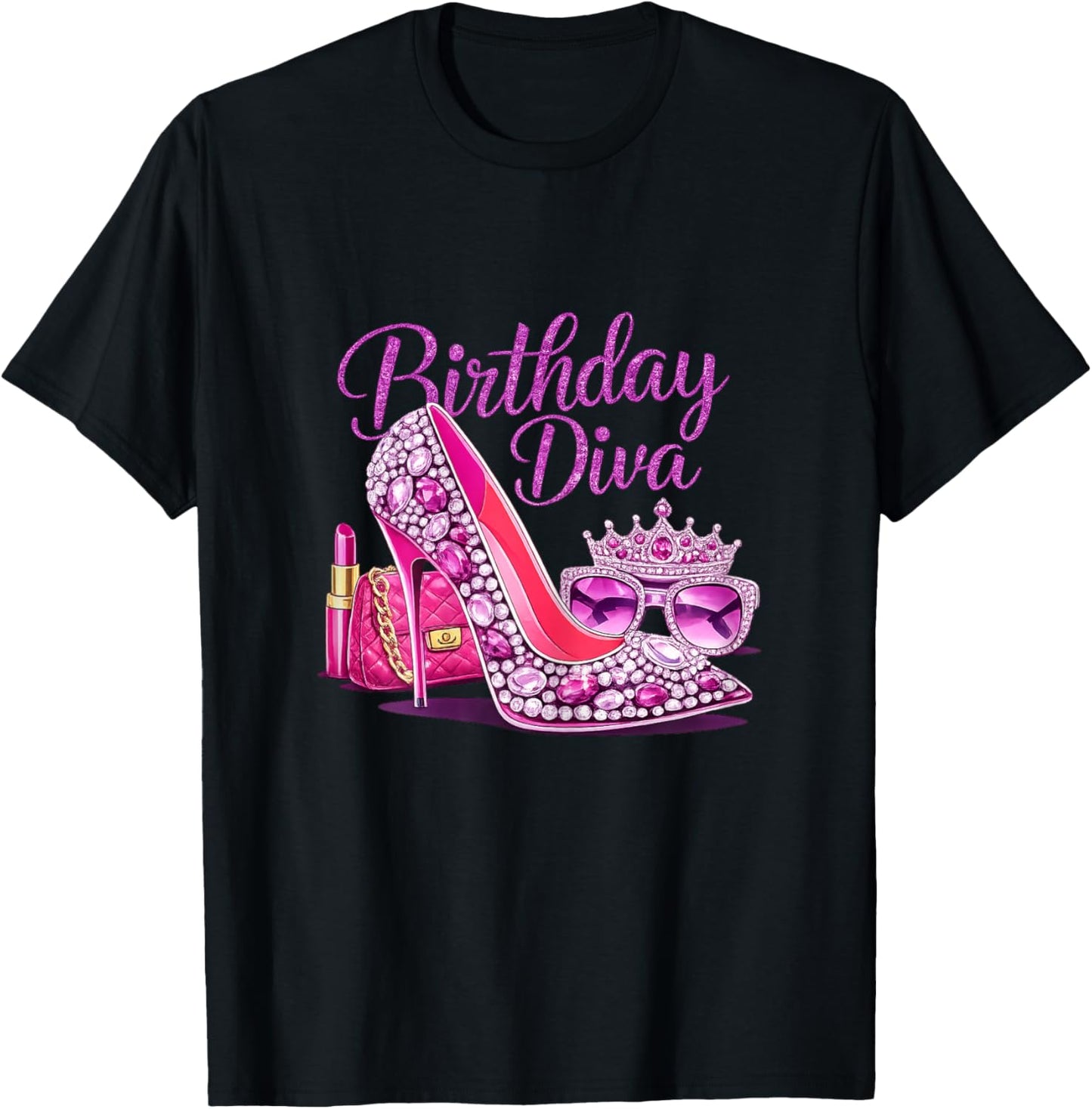 Girls Women Birthday Diva Happy Birthday Party T-Shirt - T-Shirt | Black