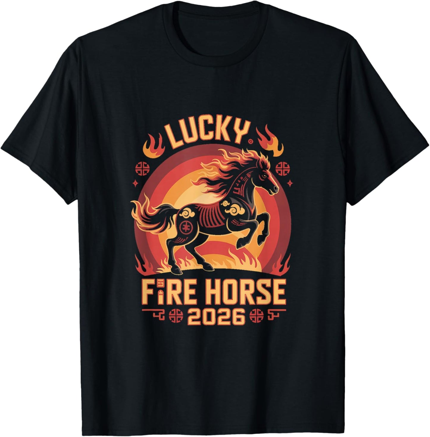 Fire Horse Spirit Chinese New Year 2026 Dragon Zodiac T-Shirt - T-Shirt | Black