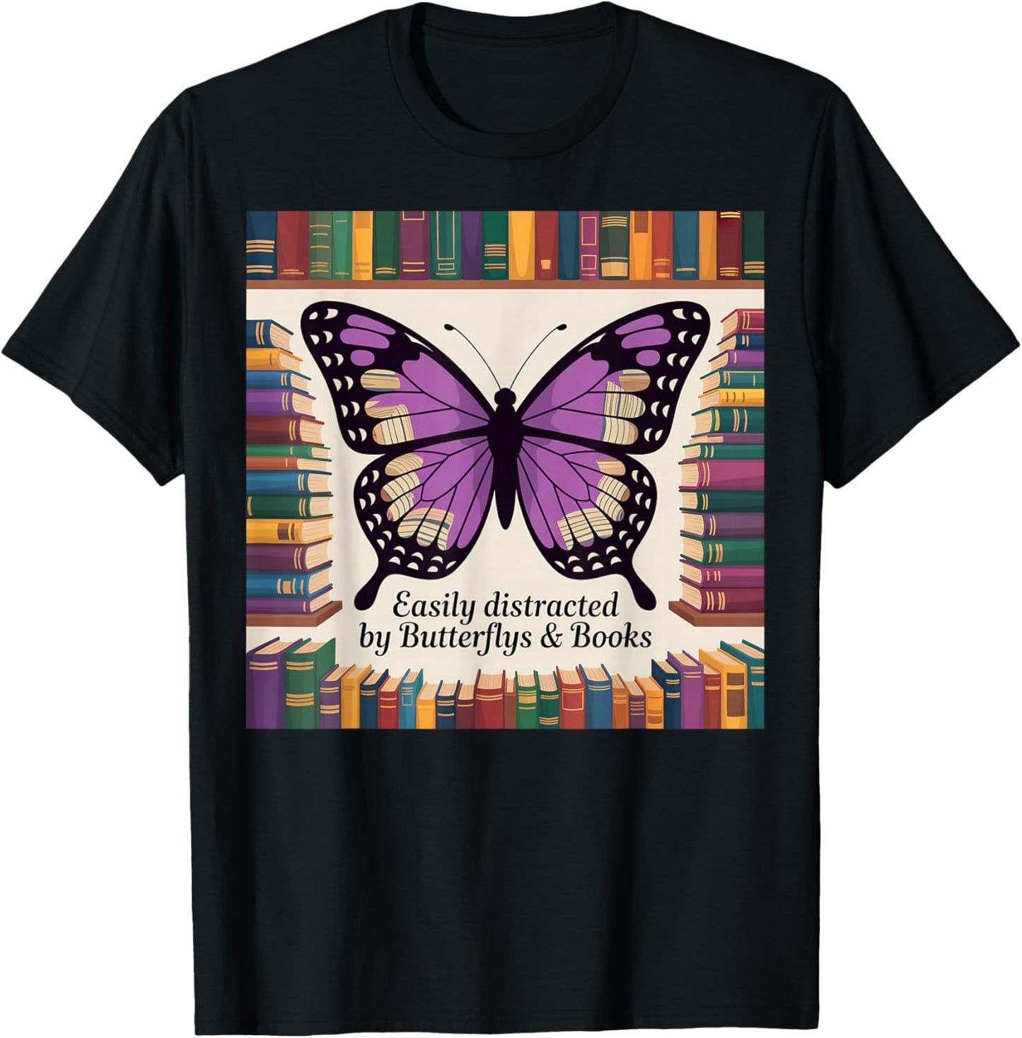 Books Nerds Butterfly Party Favors Purple Butterfly T-Shirt - T-Shirt | Black