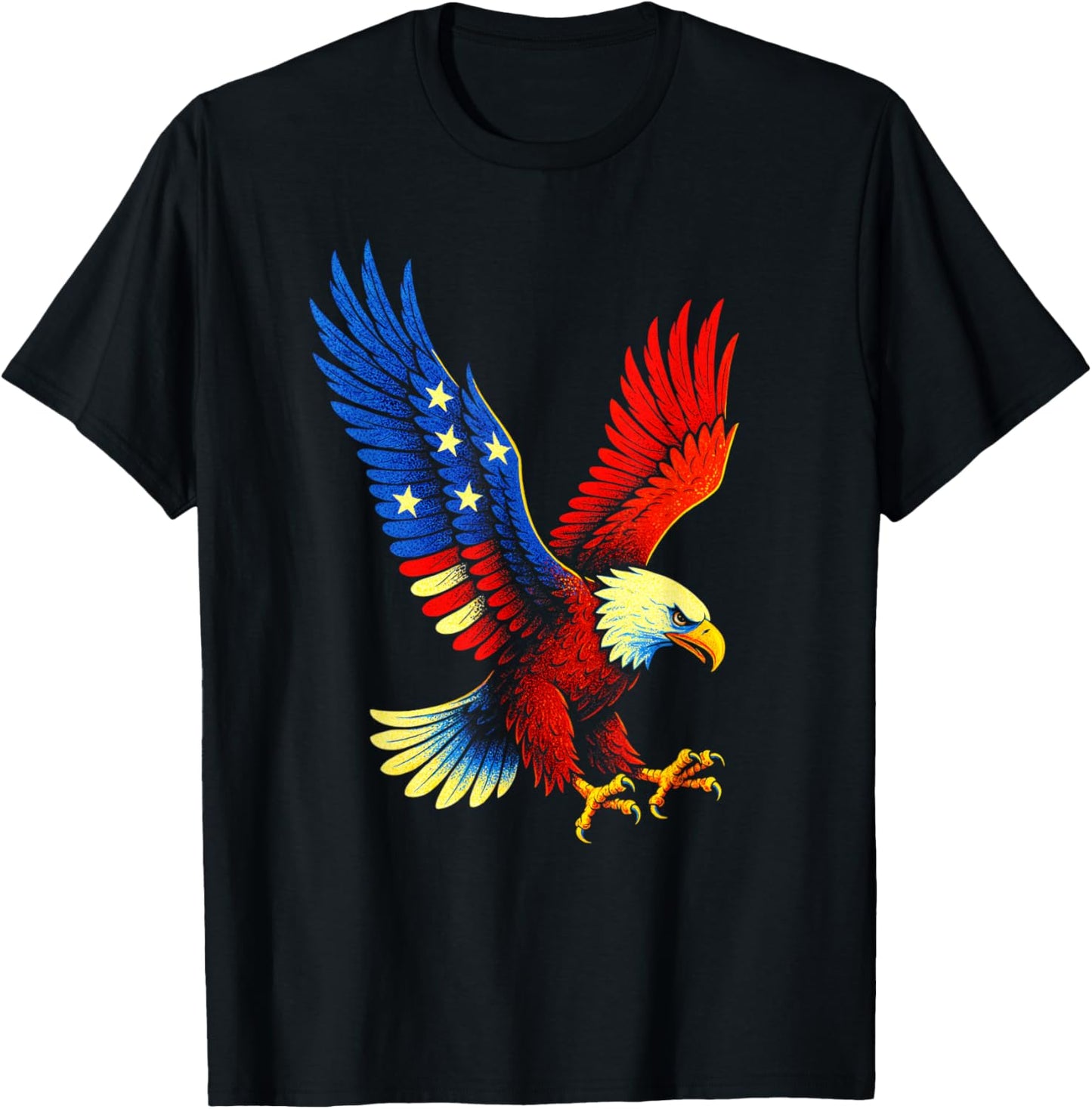 Bald Eagle - Patriotic American Flag Design T-Shirt - T-Shirt | Black