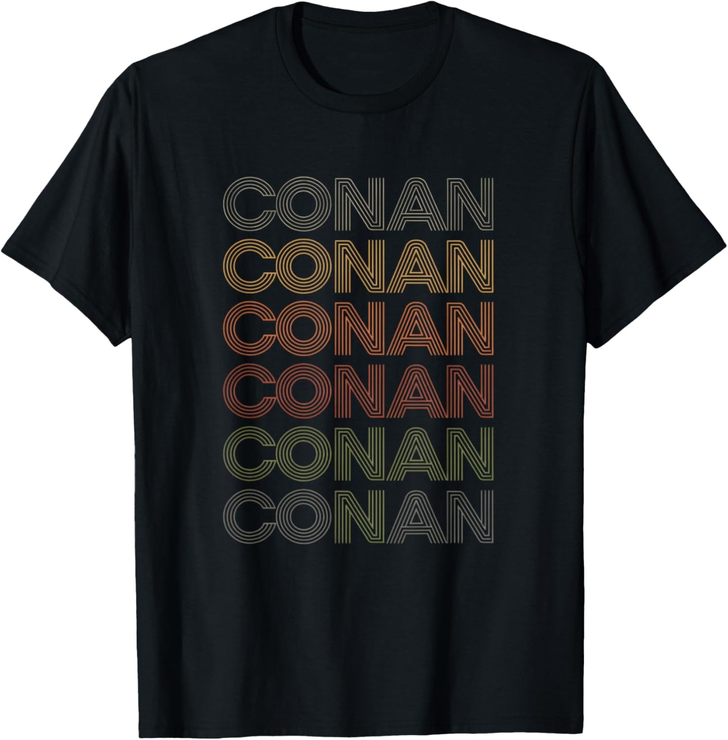 Names Conan Retro Stacked Line Name Design T-Shirt - T-Shirt | Black