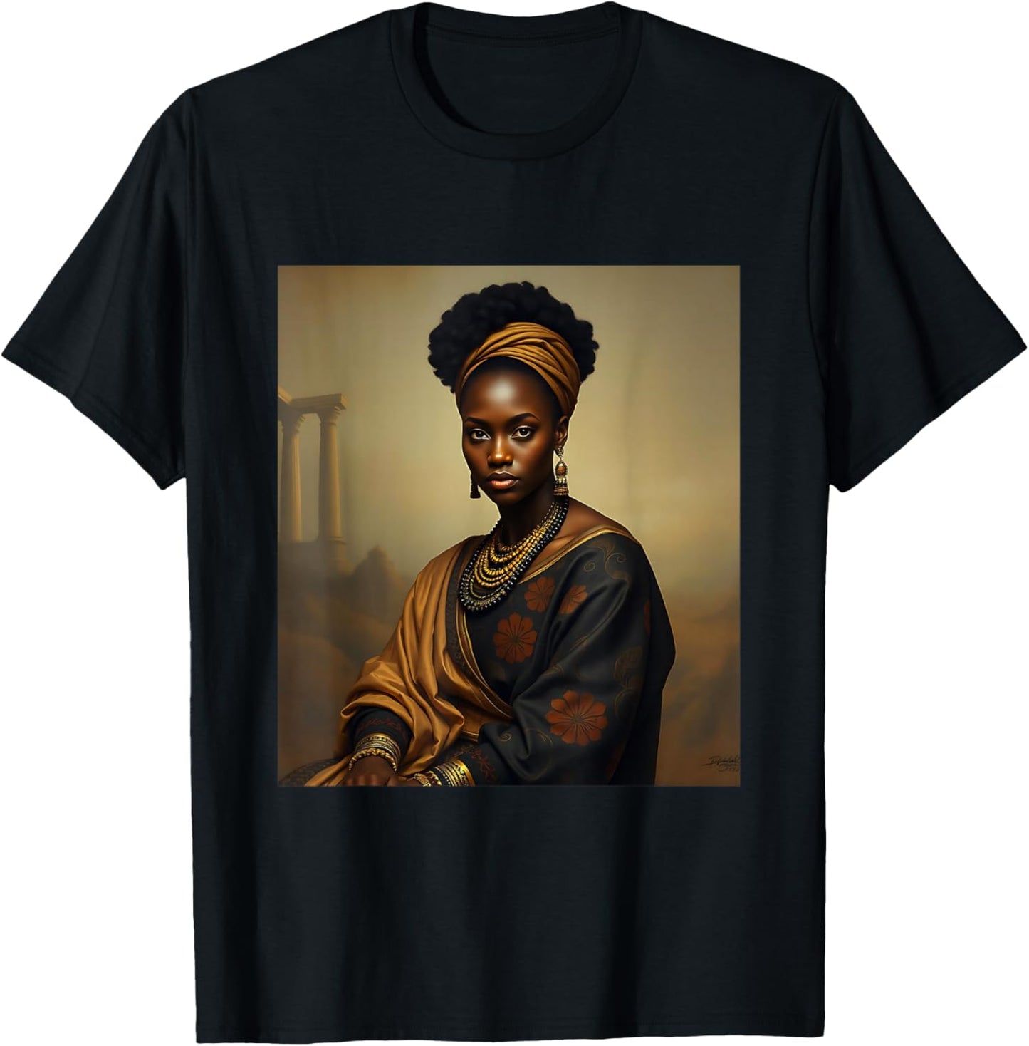 Black Melanated Mona Lisa African American History Month T-Shirt - T-Shirt | Black