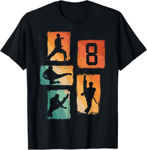 8th Birthday Karate Taekwondo 8 Years Old Boy Martial Arts T-Shirt - T-Shirt | Black