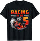 5 Year Old Birthday Boy Racing Car Theme Racing Into 5 T-Shirt - T-Shirt | Black