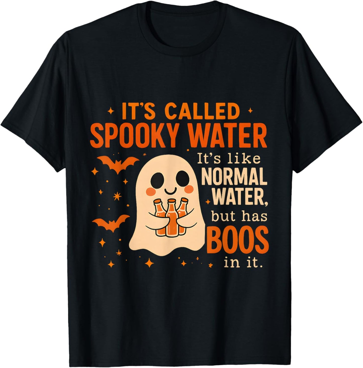 Cute Spooky Water Ghost Pun Funny Halloween Boo T-Shirt - T-Shirt | Black