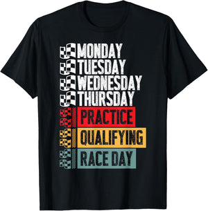 Funny Monday Tuesday Thursday Practice Qualifying Race Day T-Shirt - T-Shirt | Black