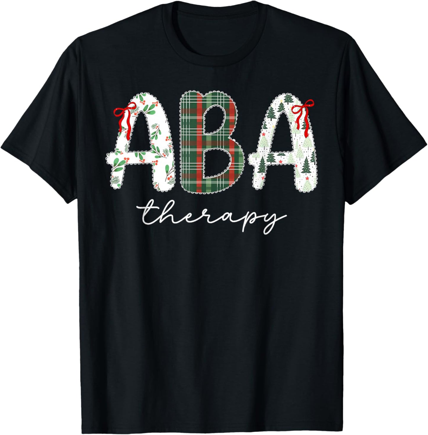Behavior Analyst Coquette Bow ABA Therapy SPED Christmas T-Shirt - T-Shirt | Black