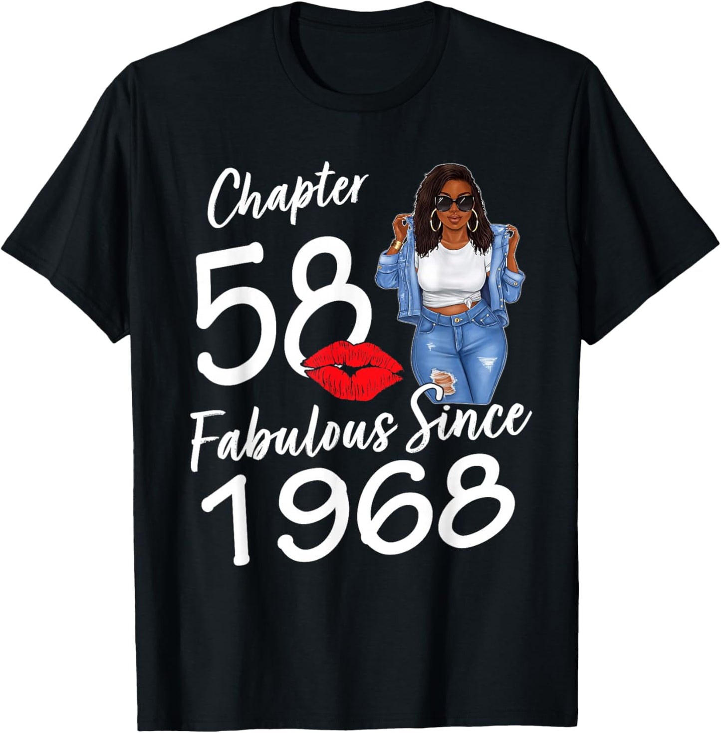 Chapter 58 Fabulous Since 1968 Black Women Birthday T-Shirt - T-Shirt | Black