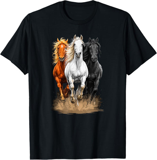 Wild Horses | Equestrian & Western Country Style T-Shirt - T-Shirt | Black