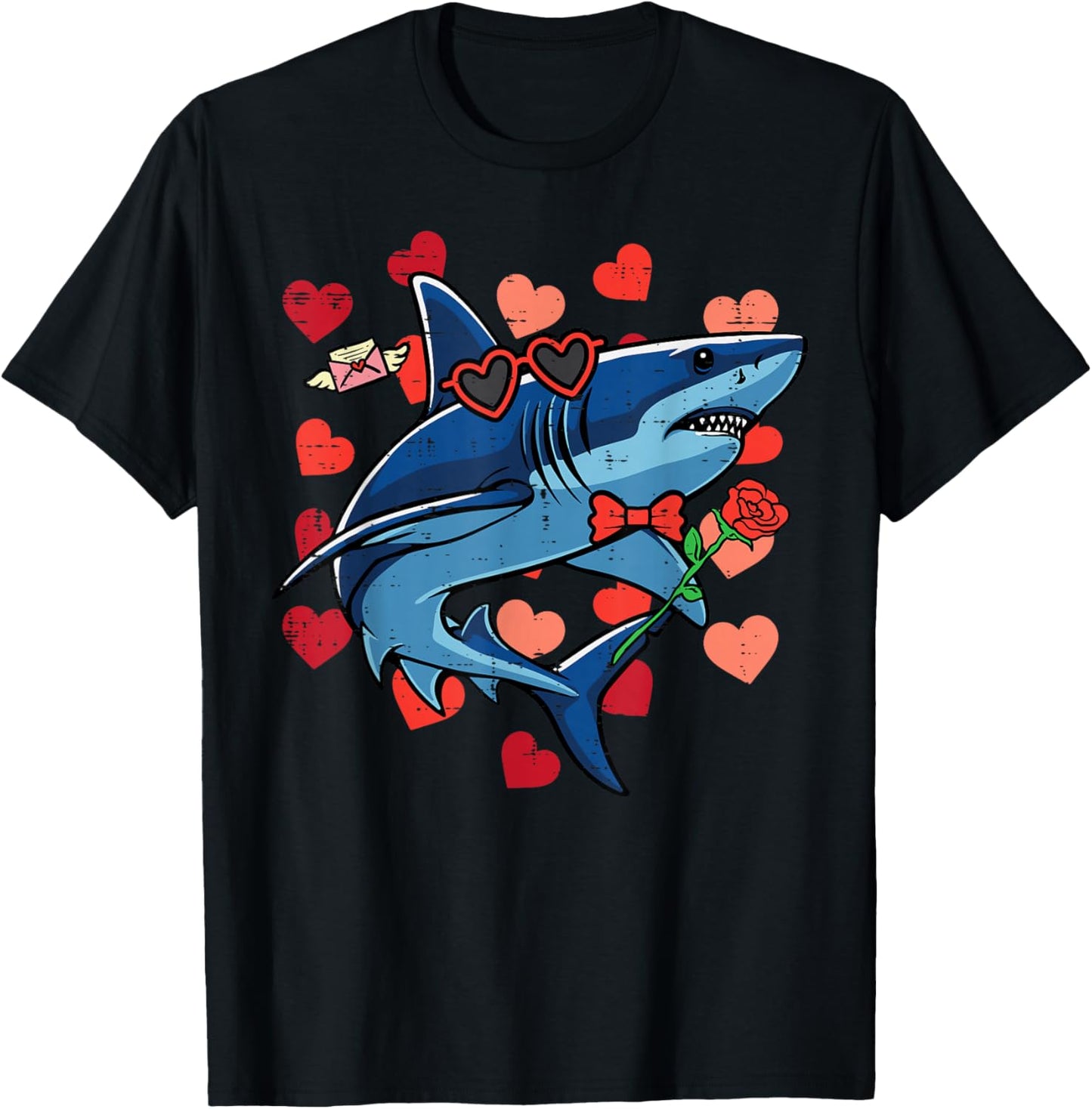 Shark Valentines Day Valentine Kids Toddler Boys Youth T-Shirt - T-Shirt | Black