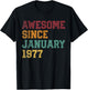Awesome Since January 1977 50th Birthday 50 Years Old T-Shirt - T-Shirt | Black