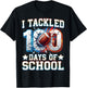 100 Days of School Boys Kids 100th Day of School Football T-Shirt - T-Shirt | Black