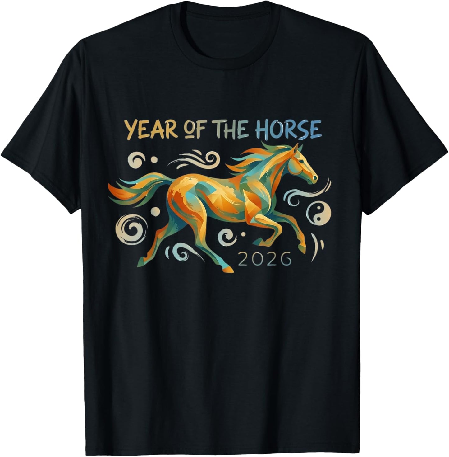 Year 2026 of the Horse Graphic Modern Illustration T-Shirt - T-Shirt | Black