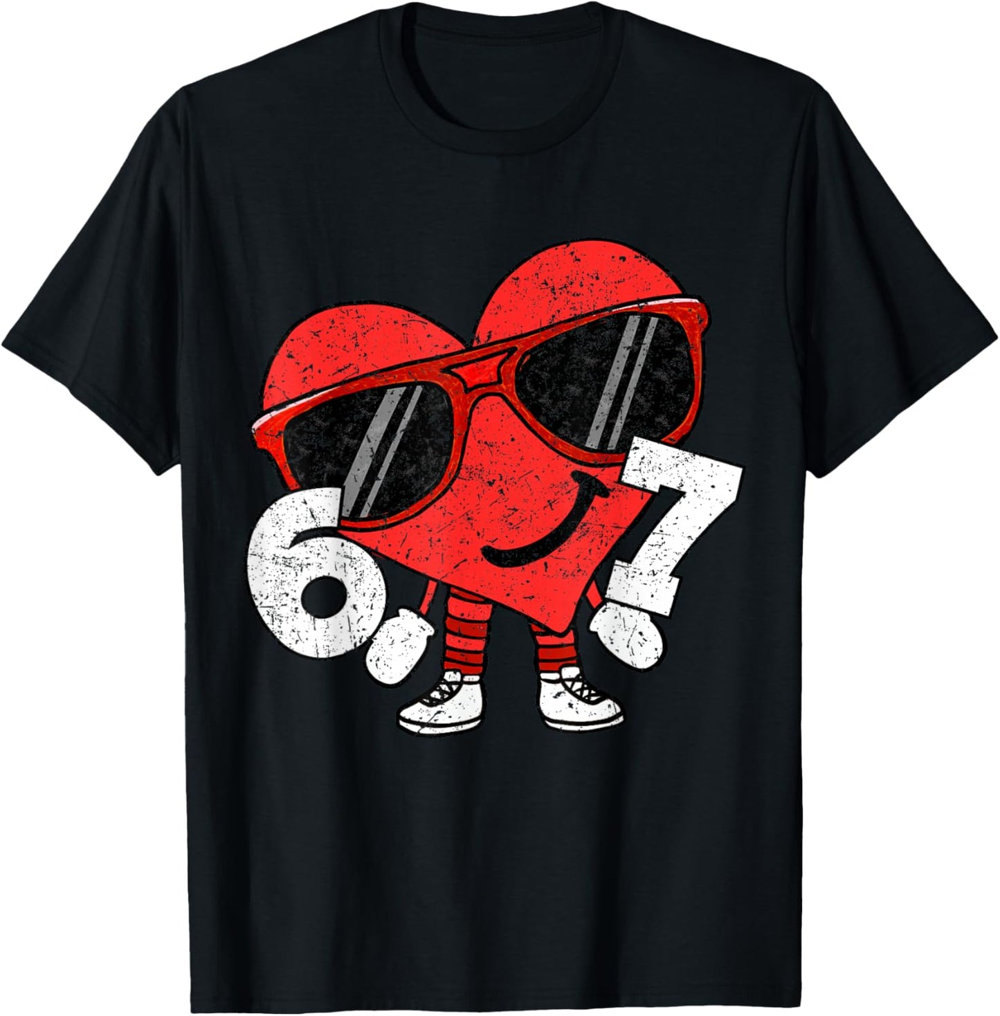 Funny Valentines Heart 67 Six Seven Boys Kids Teens T-Shirt - T-Shirt | Black