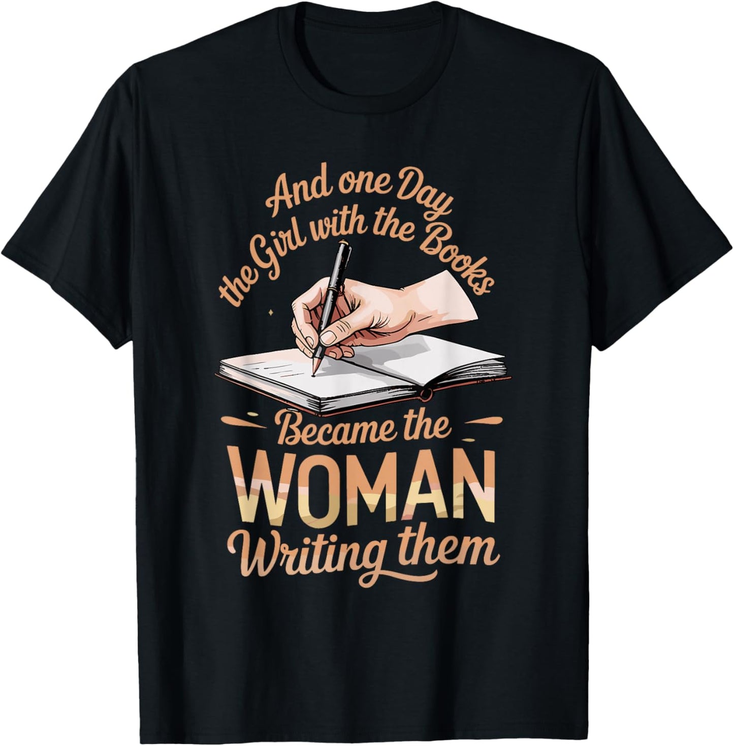 Girl with The Books Writing Poets Journalist Book Writer T-Shirt - T-Shirt | Black