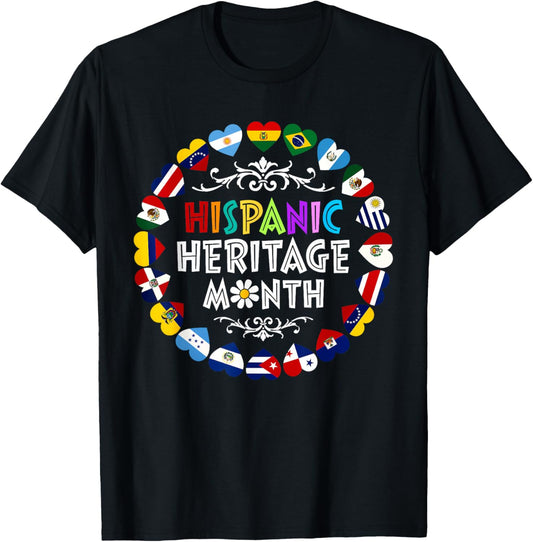 Hispanic Heritage Month All Latin Countries Boys Girls Kids T-Shirt - T-Shirt | Black