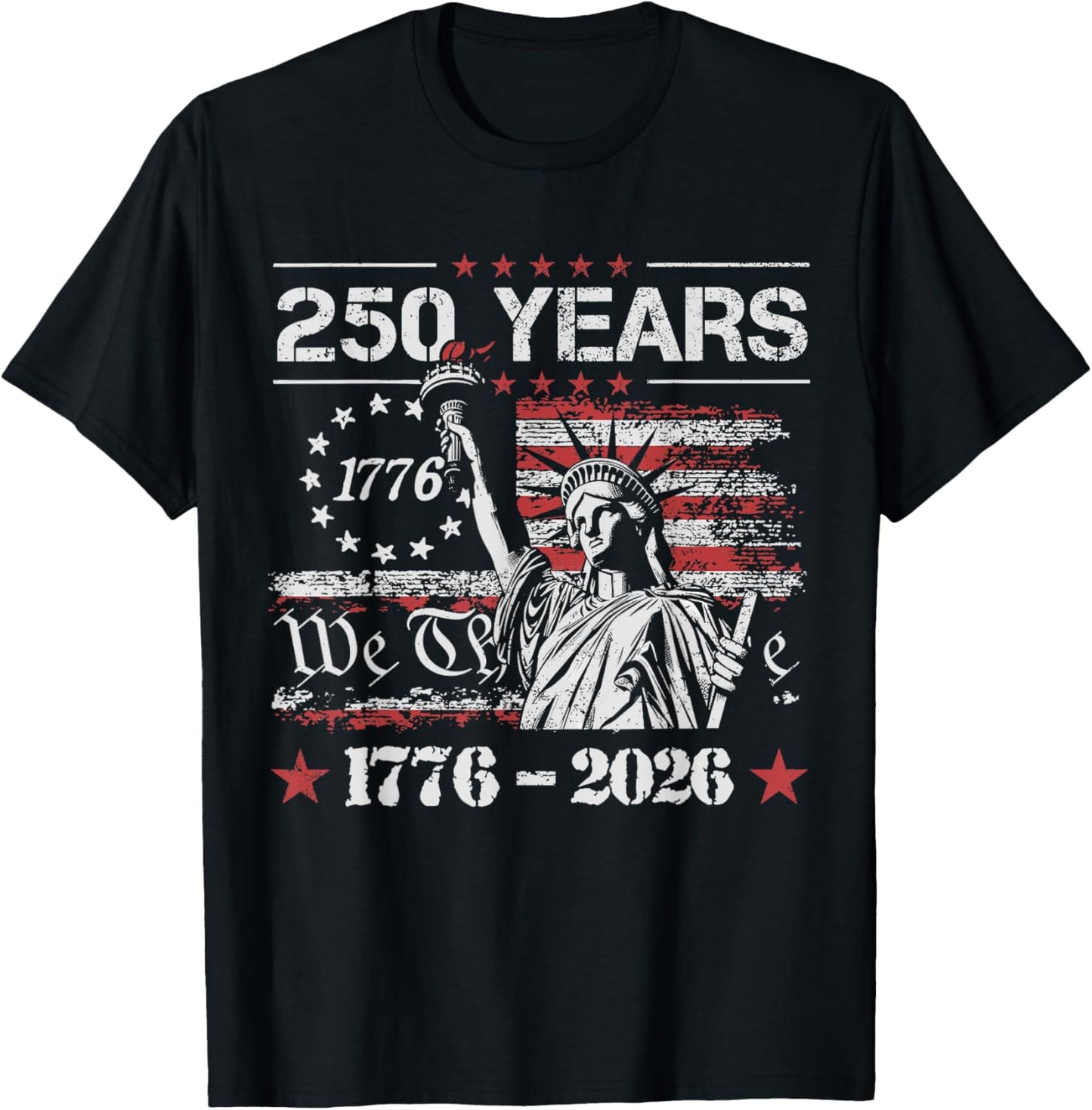 Vintage 250 Years American Flag 250th Birthday USA T-Shirt - T-Shirt | Black