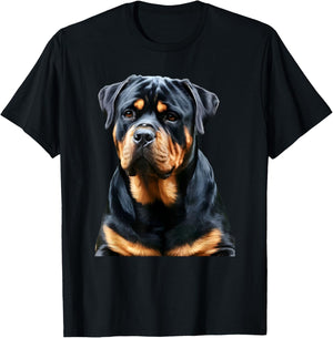 Realistic Rottweiler Dog Portrait for Dog Lovers T-Shirt - T-Shirt | Black