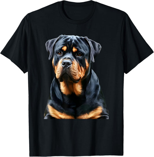 Realistic Rottweiler Dog Portrait for Dog Lovers T-Shirt - T-Shirt | Black