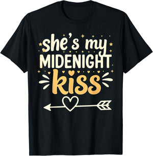 She's My Midnight Kiss Happy New Year Matching Couples T-Shirt - T-Shirt | Black