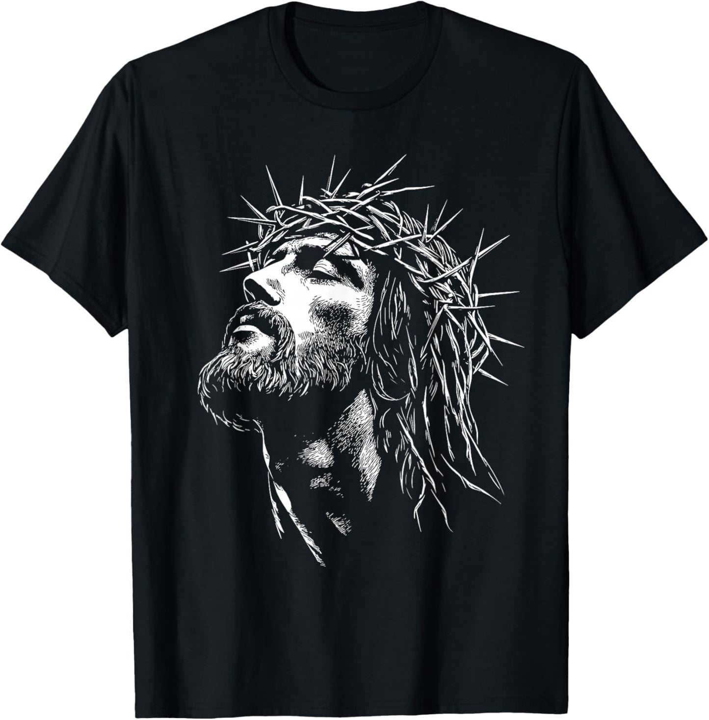 Jesus Christ with Crown of Thorns Jesus Graphic T-Shirt - T-Shirt | Black