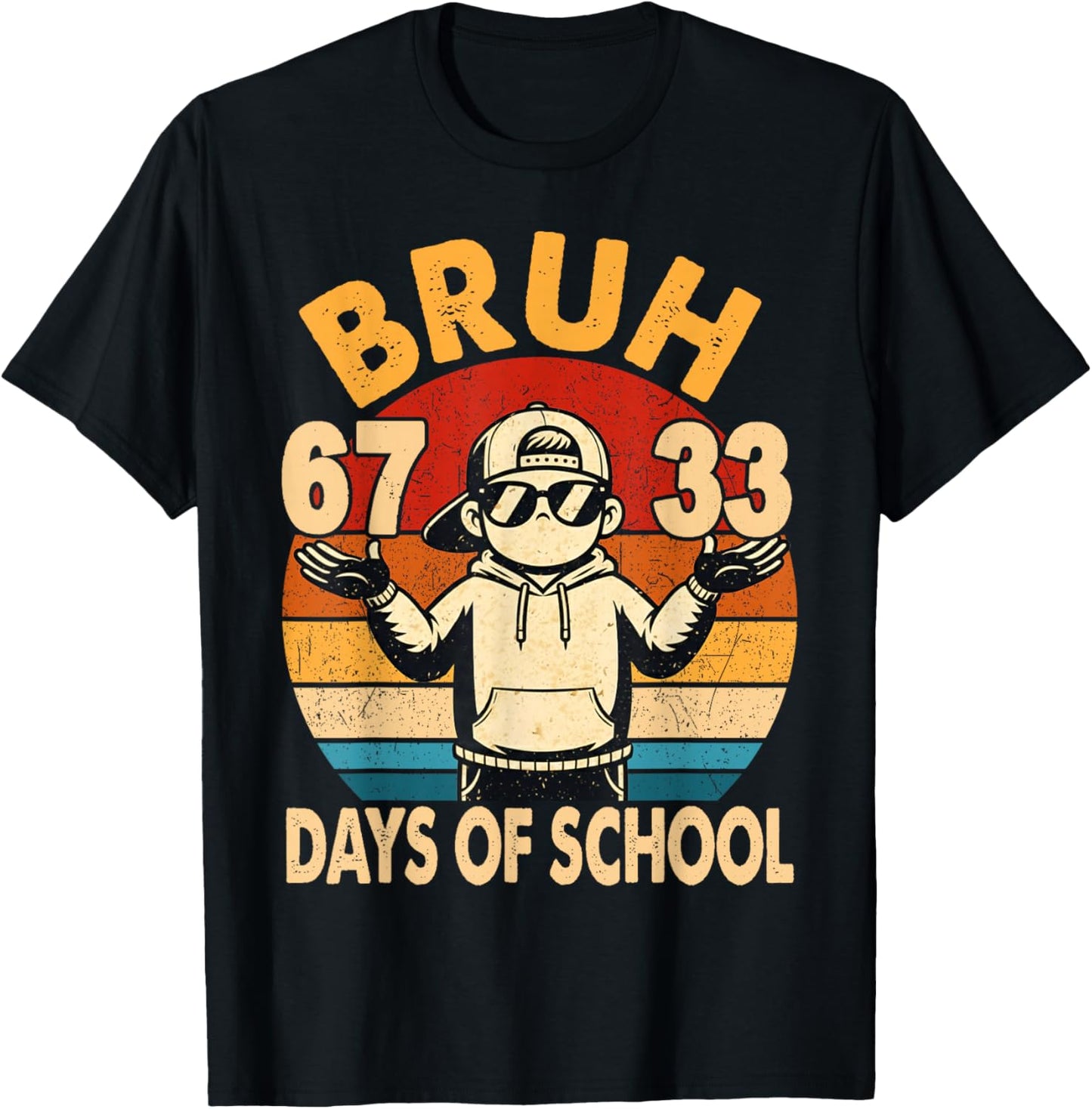 100th Bruh 67 33 Days of School Boys Kids 100 Days of School T-Shirt - T-Shirt | Black