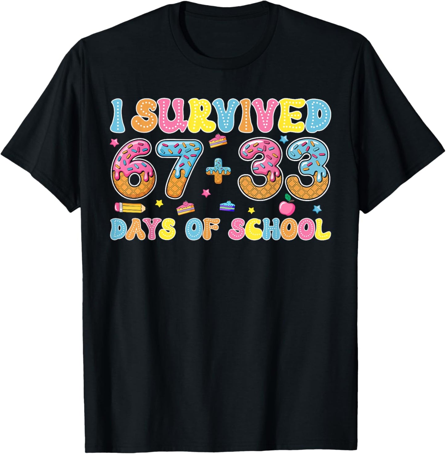 I Survived 67 + 33 Days of School Kids 100th Days of School T-Shirt - T-Shirt | Black