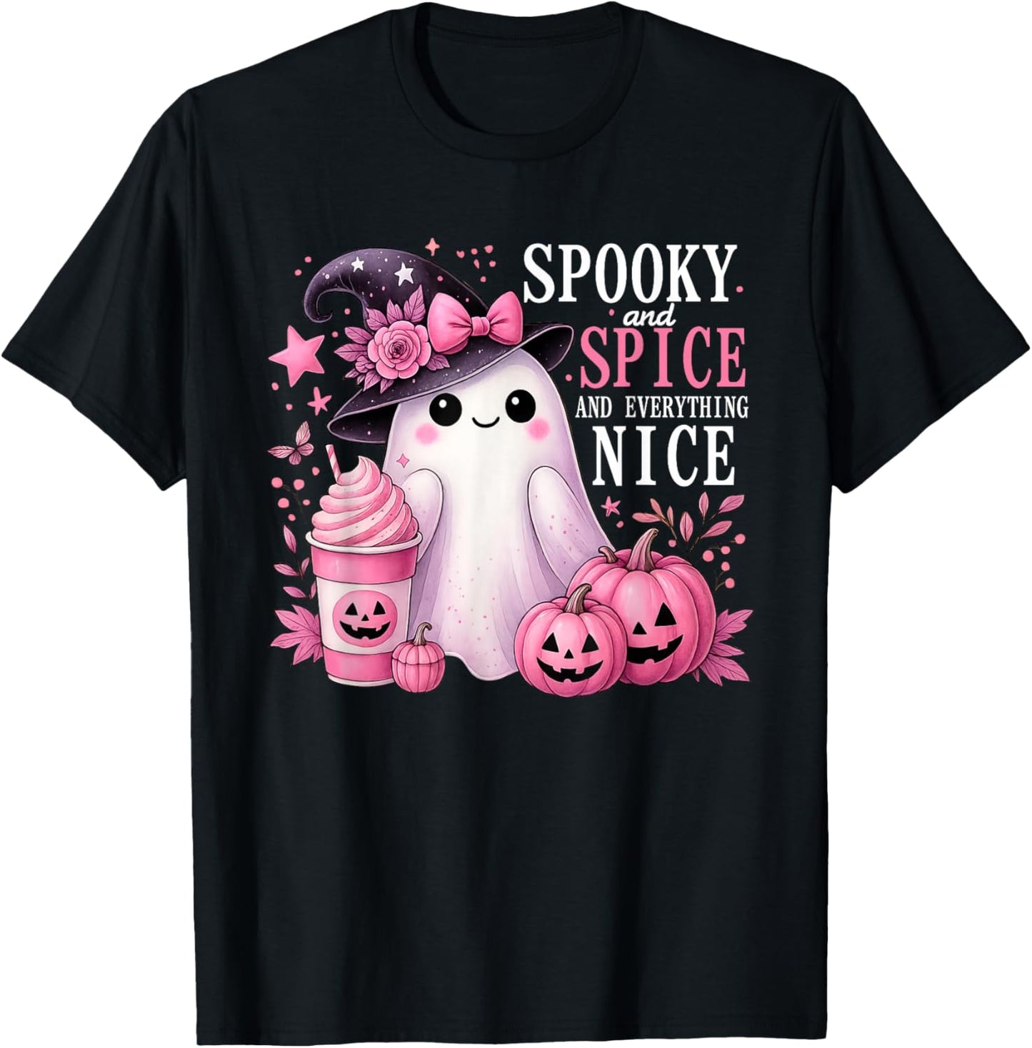 Spooky and Spice and Everything Nice Halloween Pink T-Shirt - T-Shirt | Black