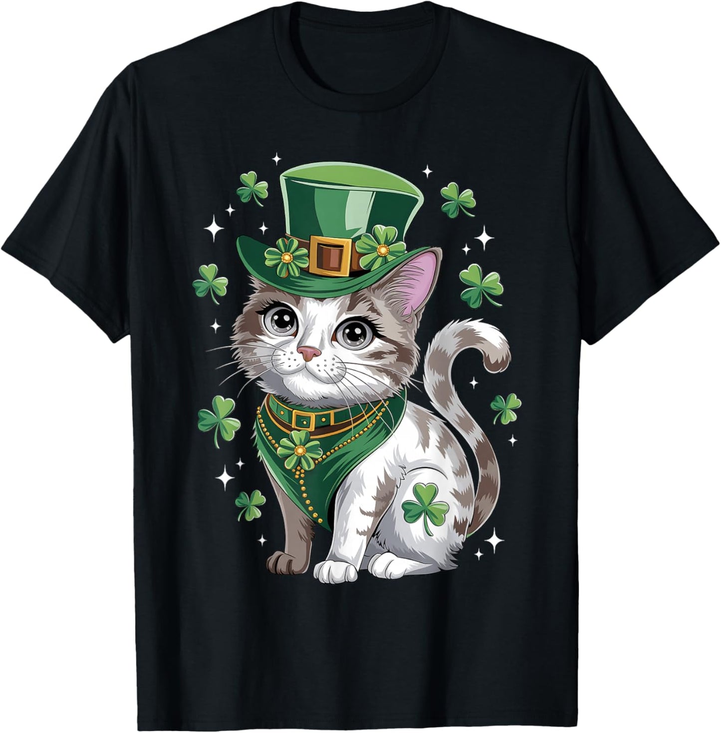 St Patricks Day Cat Leprechaun St Paddys Day St Catricks Day T-Shirt - T-Shirt | Black