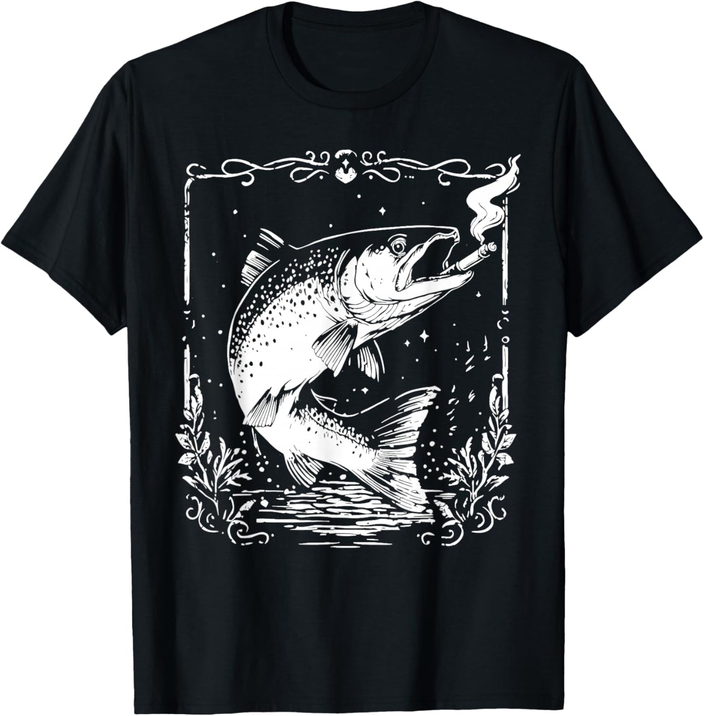 Fish Smoking Meme Vintage Style Silly Fish Gag T-Shirt - T-Shirt | Black