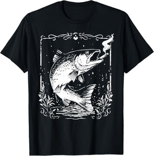 Fish Smoking Meme Vintage Style Silly Fish Gag T-Shirt - T-Shirt | Black